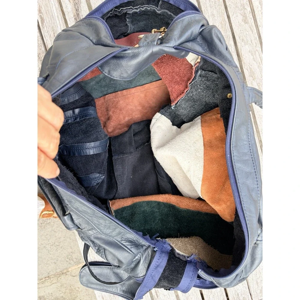 Vintage Top Grain Mexican Blue Leather Duffel Bag 20